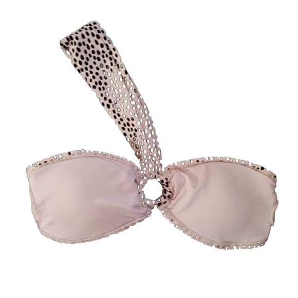 Kendall & Kylie Cream with Black Animal Dots Bikini Top Sz.M NWT - Picture 3 of 5